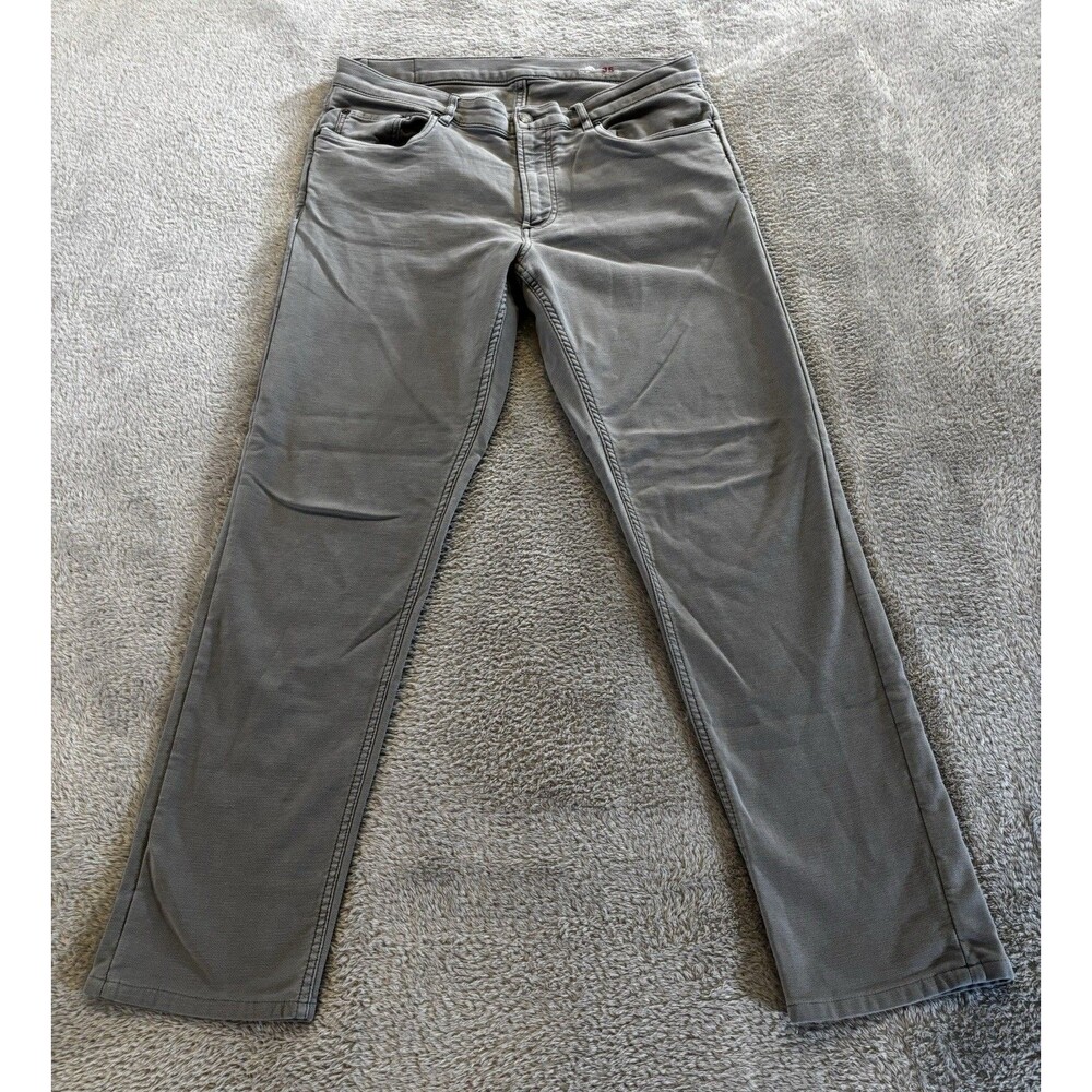 Faherty Mens Straight Leg Stretch Gray 5 pocket Pants 35 X 31 Cotton Blend